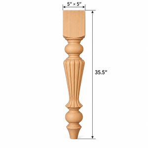 Pata de Mesa de Madera Sólida, Diseño Tradicional Tallado, Base Resistente para Sala de Estar u Oficina en Casa - Product Image 2