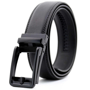Black Genuine Leather Formal Belt Cow Hide <b>Pin</b> Buckle Rectangular One-Piece Molding Durable 1 3/8 In Width - Product Image 3