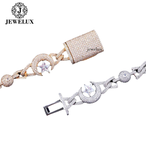 Premium Quality Rose Gold Plated Moissanite Star Moon <b>Statement</b> <b>Necklace</b> Luxury Link Chain Unisex Party Jewelry For Export - Product Image 2