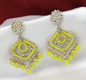 Pendientes de Aro Geométricos de Aleación Chapada en Oro para Mujer, con Cristales de Imitación y Perlas de Imitación, Estilo Bohemia, para Fiestas - Product Image 2