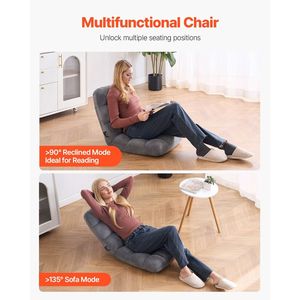 Sillón Plegable de Espuma Reciclada, 14 Posiciones Ajustables, Silla Multifuncional para el Suelo con Respaldo para Juegos - Product Image 6