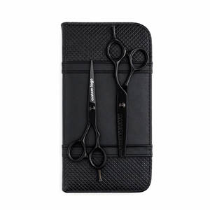 Ensemble de ciseaux de barbier et de texturisateurs noir mat, en acier inoxydable, pour salon professionnel, ciseaux de coupe de cheveux, fourniture OEM - Product Image 6