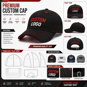 Gorra de Béisbol Bordada Personalizada de 6 Paneles, Unisex, Ajustable, con Diseño de Logotipo 3D en el Panel Frontal, Tela de Lona 100% Algodón - Product Image 1
