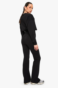 กางเกงจ็อกเกอร์ผู้หญิงสีดำคุณภาพสูง เอวกลาง ผ้าเทอร์รี่ฟลีซเนื้อนุ่ม สวมใส่สบายในฤดูหนาว มีเชือกผูกเอว ผลิตจากผ้าฝ้าย 100% - Product Image 4