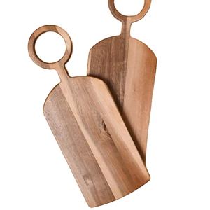 เขียงไม้มะม่วงมีสไตล์พร้อมถาดไม้สองรูสำหรับเสิร์ฟชีสและอาหารเรียกน้ำย่อย - Product Image 1