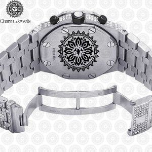 Reloj de Lujo para Hombre Charm_Jewells, Acero Inoxidable, Esfera Analógica de 40 mm, Bisel con Diamantes, Cronógrafo, Movimiento Mecánico, Resistente al Agua 10 Bar - Product Image 2
