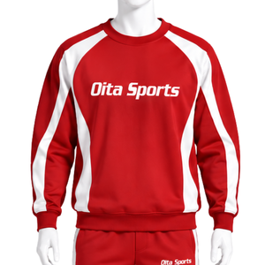 Conjunto Deportivo de Dos Piezas con Panel Rojo, Sudadera con Franja Lateral en Contraste, Pantalones Jogger, Ropa Deportiva Informal para Entrenamiento - Product Image 3