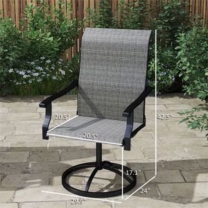 Set di Due Poltrone e Sedie da Pranzo Grigie, Sedie da Spiaggia per Cortile - Product Image 6
