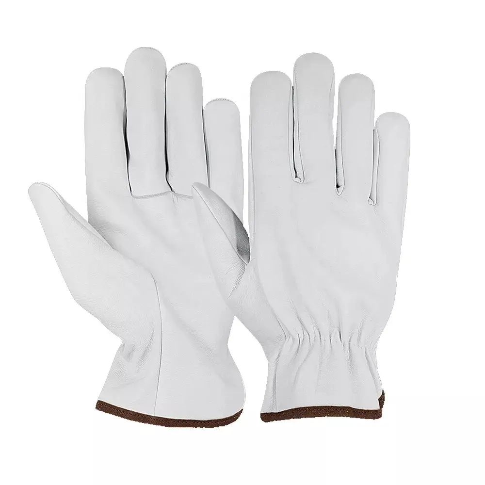 Top quality Extended Cuff Grain Cowhide Leather Wing Thumb Safety Work Rigger Leather Driver Gloves