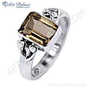 Art Palace 925 <b>Sterling</b> <b>Silver</b> Vintage <b>Ring</b> With Rectangular Topaz Gemstone Bezel Setting Women's Everyday Wear - Product Image 3