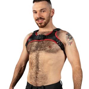 Harnais de poitrine en fausse fourrure rouge pour homme Centurion 2.0, bretelles réglables, costumes sexy haut de gamme, dentelle respirante, harnais de corps pour club - Product Image 6