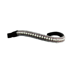 Banda de cejas de cuero con cristales ostentosos de 5 filas para accesorios ecuestres Premium de caballo. - Product Image 1