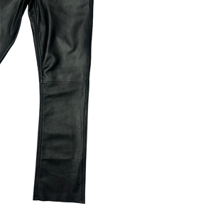 Pantalones Casuales de Invierno de Cuero Negro Personalizados para Hombre, Transpirables, de Pierna Recta, Cinco Bolsillos, Fabricante OEM - Product Image 4