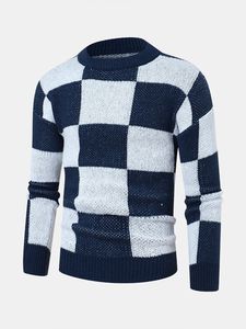 เสื้อสเวตเตอร์ไหมพรมผู้ชาย แขนยาว สีกรมท่า ขาว ระบายอากาศได้ดี ผลิตจากผ้าขนสัตว์/อะคริลิก รุ่น 2027 - Product Image 3