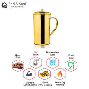 Jarra de acero inoxidable de 1700 ML con plástico de impresión PVD dorado - Product Image 2