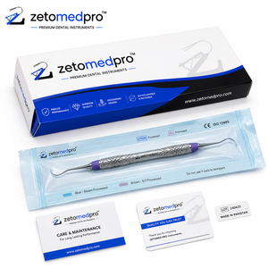 เครื่องมือขูดหินปูนพรีเมียม Dental 128 Scaler แบบสองด้านและแบบด้านเดียว ทำจากสแตนเลสสตีล สำหรับการรักษาโรคปริทันต์ OEM Zetomed Pro - Product Image 2