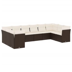 Ensemble de canapés de jardin blanc crème et marron - Product Image 2