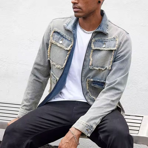 Vestes en jean décontractées pour hommes, 100% coton, boutons originaux, coupe slim, style workwear - Product Image 5