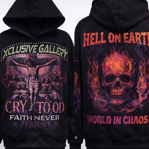 Sudadera con capucha de algodón de moda DTG Puff Spiderss, de peso pesado 400 g/m², de felpa francesa de algodón, para invierno, estilo gótico 1:1, con efecto rasgado de mezclilla - Product Image 6