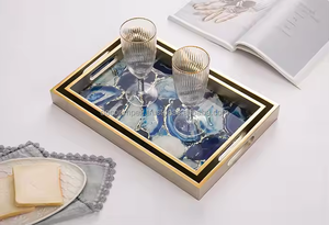 ถาดเสิร์ฟอาหารนิลพิมพ์ลายแก้วกรอบไม้หรูหรา - Product Image 3