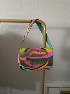 Bolso Bandolera Bohemio de Algodón para Mujer, Estilo Indio, Hecho a Mano con Cuentas, Cierre de Cremallera, Gran Capacidad, para la Noche o Compras - Product Image 3