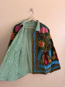 Rich Cultural Symbolism Vibrant Color Suzani Embroidered <b>Women</b> <b>Velvet</b> Jacket Festival Wear Handmade <b>Coat</b> Winter Standout Blazer - Product Image 4