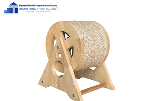 เสาข่วนแมวไม้ทรงกลมหุ้มเชือกธรรมชาติสำหรับแมวในบ้าน - Product Image 6