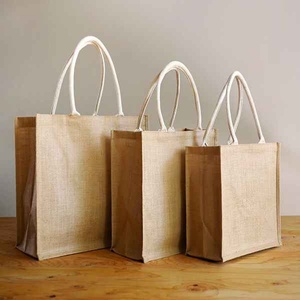 Sac à provisions en toile et jute à motif personnalisé durable avec poignée en corde Sac à lunch écologique - Product Image 1
