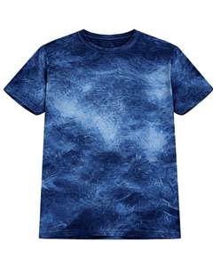 T-shirt bleu délavé pour homme, col rond, manches courtes, en coton, style streetwear décontracté, délavage vintage, personnalisable, OEM, vente en gros, fabricant professionnel - Product Image 1