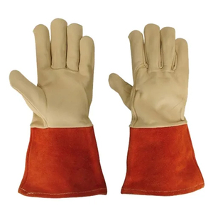 Guantes de trabajo de seguridad de alta calidad en oferta para soldador, 14 pulgadas, palma reforzada, forro de lana, piel de cabra, guantes de soldadura TIG - Product Image 1