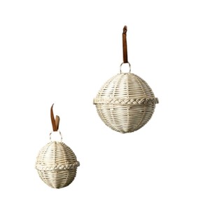 Boule décorative de Noël en rotin tressé blanc, écologique, pour fêtes et décorations de présentation - Product Image 3
