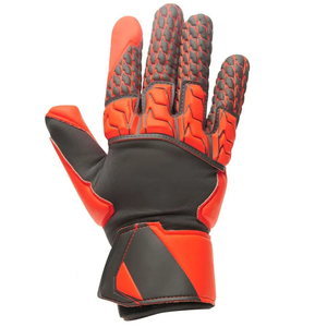 Gants de gardien de but de football personnalisés orange et noir, à doigts entiers, antidérapants, avec sangle de poignet réglable pour les sports de plein air - Product Image 1