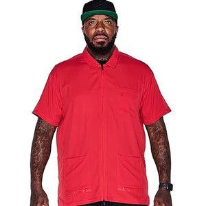 <b>Men's</b> Red Zipper Front <b>Short</b> Sleeve Shirt Jacket Turn-down Collar <b>Pockets</b> Breathable Waterproof Windproof Formal Summer Wear - Product Image 1
