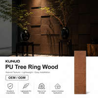 Panel Dinding Dekoratif 3D PU Faux Wood Ring untuk Latar Belakang Pajangan Toko Butik dan Pelapis Dinding