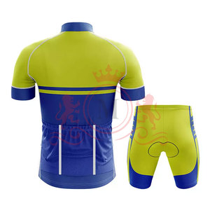 ชุดเสื้อเจอร์ซีย์และกางเกงปั่นจักรยานสำหรับผู้ชาย สีเขียวมะนาว-น้ำเงิน แต่งสีขาว ระบายอากาศได้ดี ผลิตจากโพลีเอสเตอร์ ดีไซน์ไร้ตะเข็บ สำหรับผู้ใหญ่ - Product Image 6