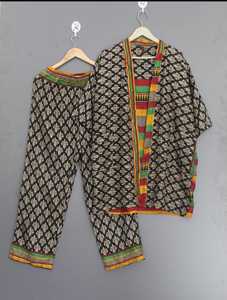 Ensemble de pyjama kimono en soie de luxe pour femmes, vêtements de nuit ethniques, vêtements de détente, ensemble kimono et pyjama de style sari en soie de qualité supérieure - Product Image 1