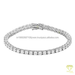 Hip Hop estilo 925 plata esterlina pulsera Unisex corte cuadrado laboratorio cultivado impermeable diamante helado tenis pulsera - Product Image 3