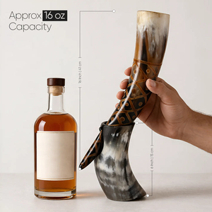 Corne à boire avec support, style viking, tasse médiévale, verre à bière rustique, vaisselle décorative, cadeau pour bar à domicile, fête et collectionneur - Product Image 2
