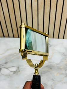 Antique Brass Rectangular Magnifying Glass with Wooden Handle | <b>Vintage</b> <b>Desk</b> & Reading Magnifier - Product Image 4