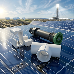 Conector en T de PVC de 1/2 pulgada Hydroplus International para riego fotovoltaico, kit de abrazaderas para soporte de panel - Product Image 1