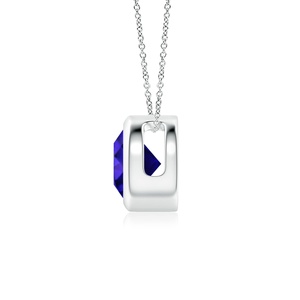 14K 18K Pure <b>Gold</b> Round Cut Bezel Set Casual Wear Tanzanite Gemstone <b>Pendant</b> Link Chain Necklace Custom Made Office Wear <b>Pendant</b> - Product Image 2
