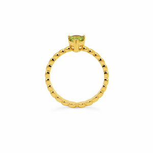 แหวนเงินแท้ 925 รูปทรงลูกแพร์ประดับเพอริดอท ชุบทองและโรเดียม ดีไซน์ทันสมัย - Product Image 3