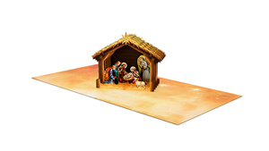 Tarjeta de Felicitación Navideña 3D Pop-Up con Escena de la Natividad, Papel con Barniz Mate, Rectangular, Regalo Festivo - Product Image 3