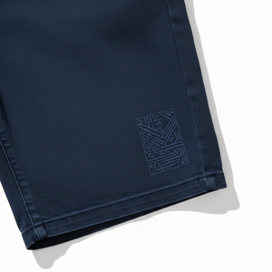 Shorts Bermuda Oxford pour Homme Bleu Foncé Couleur Unie Style Décontracté Taille Haute Élastique 100% Coton Respirant Poches Hautes - Product Image 2