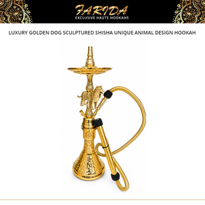 Cachimbas Farida de Primera Calidad, Cachimba de Lujo Egipcia con Escultura de Perro Dorado, Diseño Animal Único, Juego Completo de Cachimba - Product Image 2
