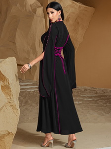 Abaya noire brodée, robe abaya Dubaï, abaya en gros, abaya pour femmes, robe musulmane, abaya sur mesure, abaya de luxe, abaya de luxe OEM - Product Image 2