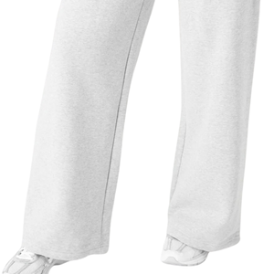 Pantalon de survêtement blanc pour femme, coupe large et décontractée, en molleton premium, taille élastique, idéal pour la détente, l'entraînement et le sport - Product Image 6