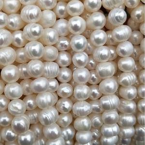Collar de Perlas de Agua Dulce Hechas a Mano, Perlas Reales de 5-6 mm, Color Blanco Irregular, Cuentas con Orificio Completo, Accesorio para la Fabricación de Joyas Personalizadas - Product Image 4