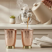 Verre simple 100% cuivre pur avec polissage miroir brillant, fait main, écologique, verre court classique pour la cuisine et les fêtes