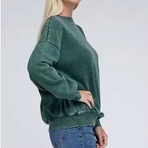 Sweat-shirt vintage pour femme, col rond, coupe ample, manches longues, style streetwear décontracté, haut basique - Product Image 3